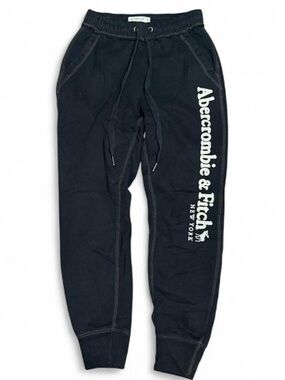 Y2K Abercrombie and Fitch Embroidered Logo Black  Cuffed Sweatpants